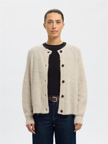 SLWLULU LS KNIT SHORT CARDIGAN NOOS birch