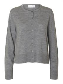 SLWTHEA LS KNIT MERINO CARDIGAN NOOS medium grey melange
