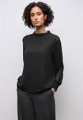 Smok-Detail Chiffon-Bluse black