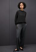 Smok-Detail Chiffon-Bluse black