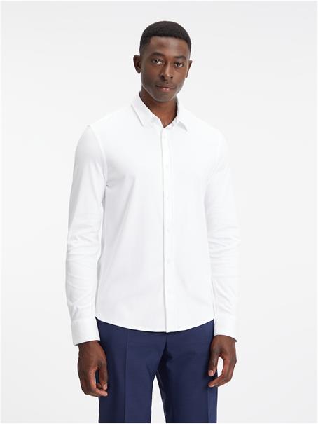 SMOOTH COTTON POCKET SLIM SHIRT bright white