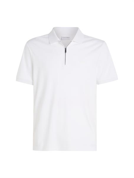 SMOOTH COTTON WELT ZIP POLO bright white