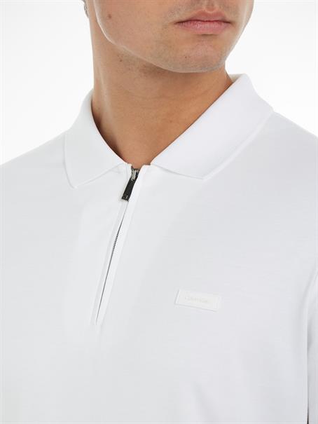 SMOOTH COTTON WELT ZIP POLO bright white