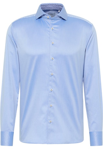 Soft Luxury Shirt Twill Langarm mittelblau