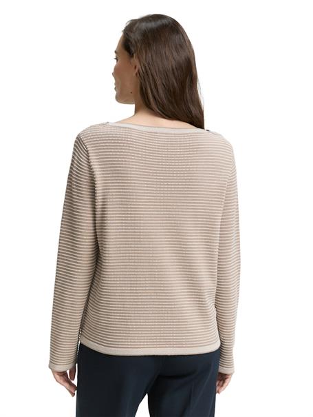 soft taupe bubble knit stripe