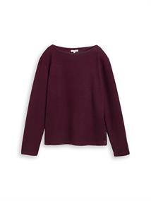 Soft-Touch Sweatshirt mit Knopf-Details dark red mélange