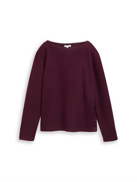 Soft-Touch Sweatshirt mit Knopf-Details dark red mélange