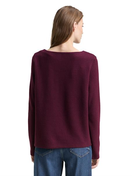 Soft-Touch Sweatshirt mit Knopf-Details dark red mélange