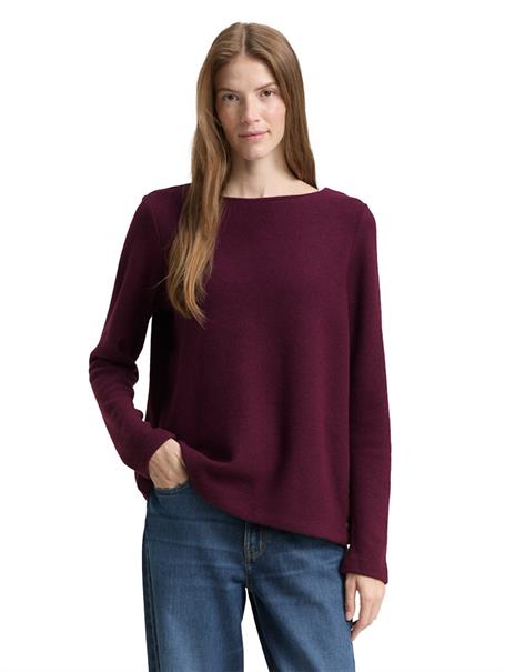 Soft-Touch Sweatshirt mit Knopf-Details dark red mélange