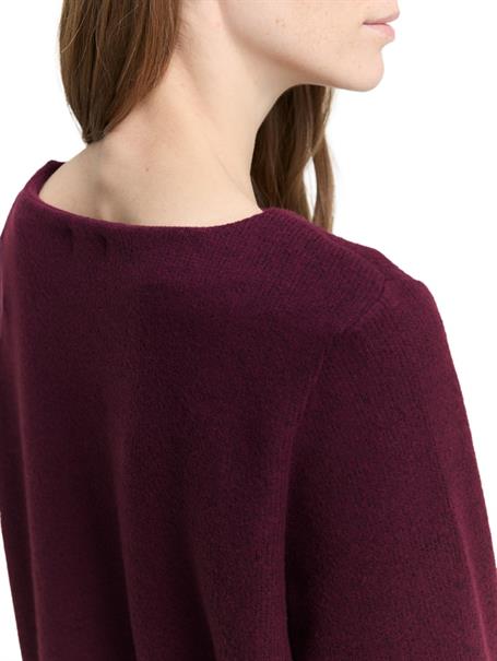 Soft-Touch Sweatshirt mit Knopf-Details dark red mélange