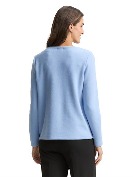 Soft-Touch Sweatshirt mit Knopf-Details mid blue melange
