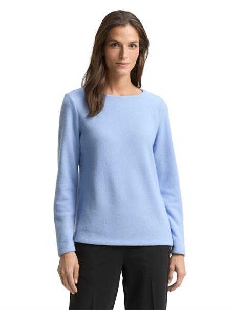 Soft-Touch Sweatshirt mit Knopf-Details mid blue melange