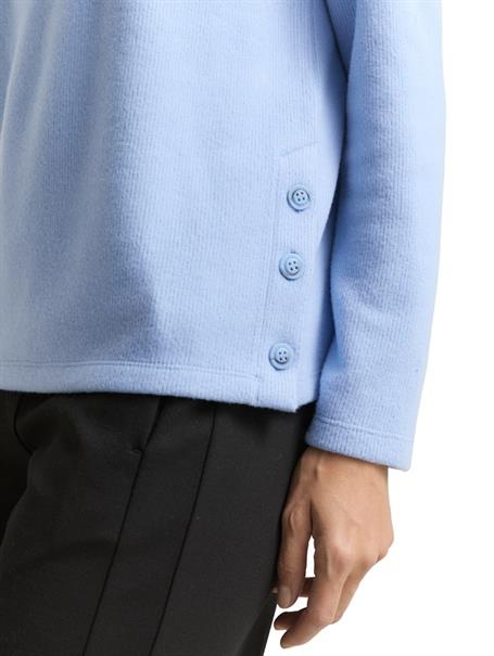 Soft-Touch Sweatshirt mit Knopf-Details mid blue melange