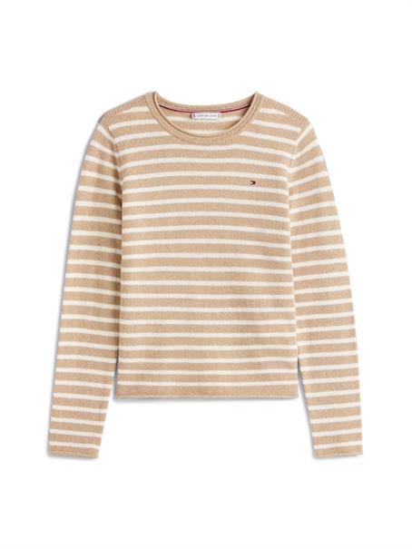 SOFT WOOL C-NK LS SWEATER safari canvas htr-ivory petal stp