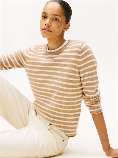 SOFT WOOL C-NK LS SWEATER safari canvas htr-ivory petal stp