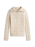 SOFT WOOL CABLE 1/2 ZIP LS SWT heather oatmilk