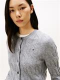 SOFT WOOL CABLE C-NK LS CARDIGAN mid grey heather