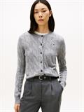 SOFT WOOL CABLE C-NK LS CARDIGAN mid grey heather