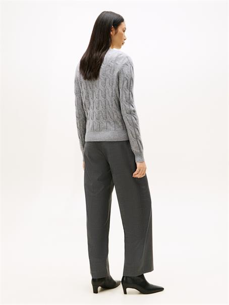 SOFT WOOL CABLE C-NK LS CARDIGAN mid grey heather