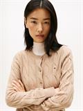 SOFT WOOL CABLE C-NK LS CARDIGAN safari canvas heather