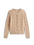 SOFT WOOL CABLE C-NK LS CARDIGAN safari canvas heather