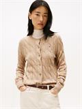 SOFT WOOL CABLE C-NK LS CARDIGAN safari canvas heather