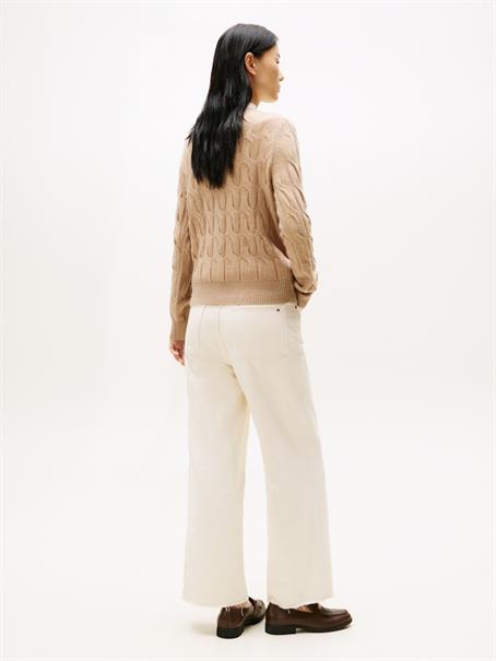 SOFT WOOL CABLE C-NK LS CARDIGAN safari canvas heather