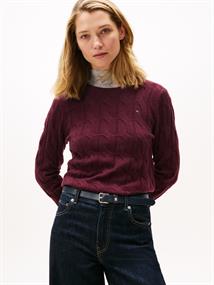 SOFT WOOL CABLE C-NK LS SWT deep burgundy