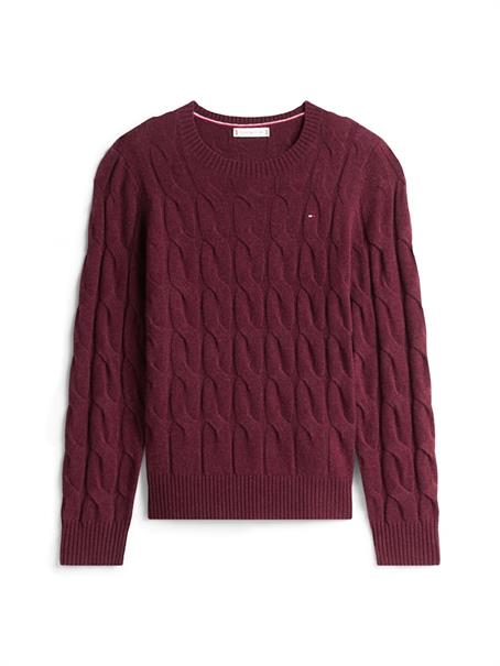 SOFT WOOL CABLE C-NK LS SWT deep burgundy