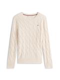 SOFT WOOL CABLE C-NK LS SWT heather oatmilk