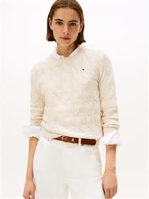 SOFT WOOL CABLE C-NK LS SWT heather oatmilk
