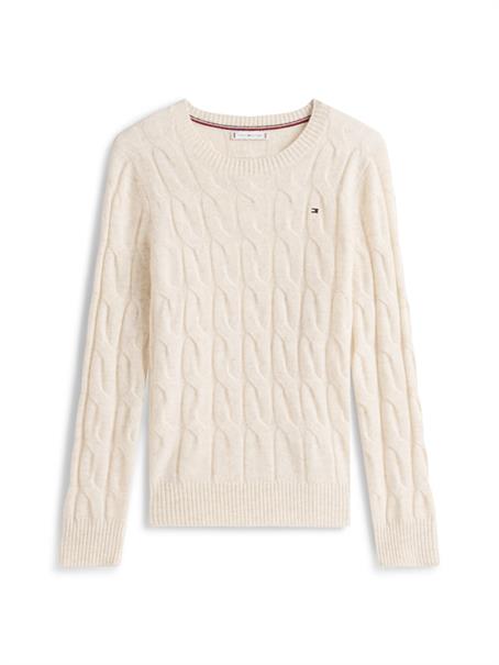 SOFT WOOL CABLE C-NK LS SWT heather oatmilk