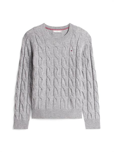 SOFT WOOL CABLE C-NK LS SWT mid grey heather