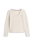 SOFT WOOL V-NK LS SWEATER heather oatmilk