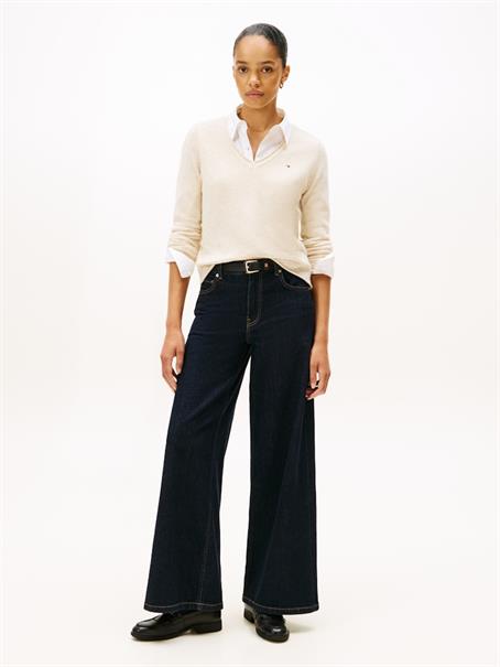 SOFT WOOL V-NK LS SWEATER heather oatmilk