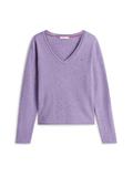 SOFT WOOL V-NK LS SWEATER lilac heather