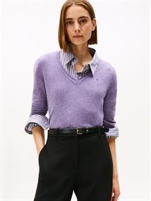 SOFT WOOL V-NK LS SWEATER lilac heather