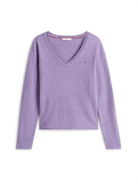 SOFT WOOL V-NK LS SWEATER lilac heather