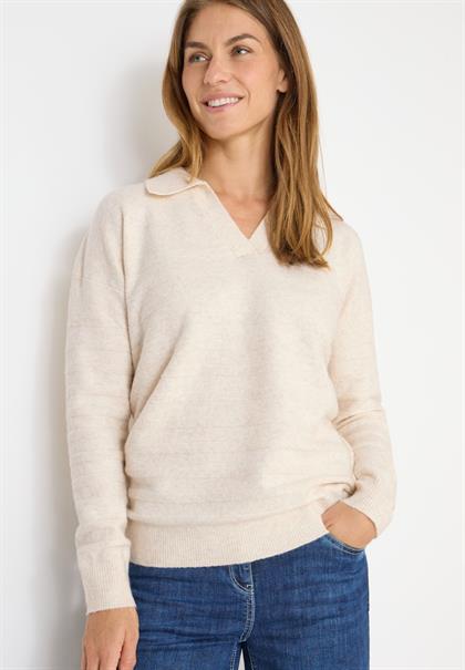 Softer Strukturpullover oat milk beige melange