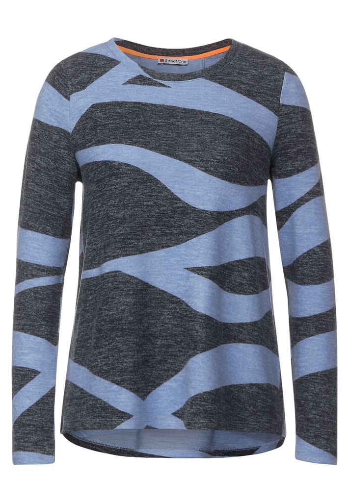 Top-Stadt Street One Damen melange Printshirt kaufen Sweatshirt online Softes bei blue bequem cozy