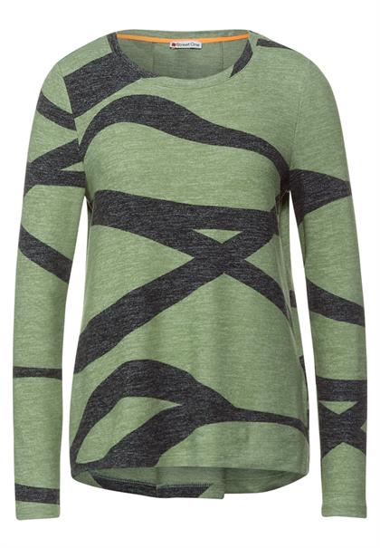 Softes Printshirt washed olive melange