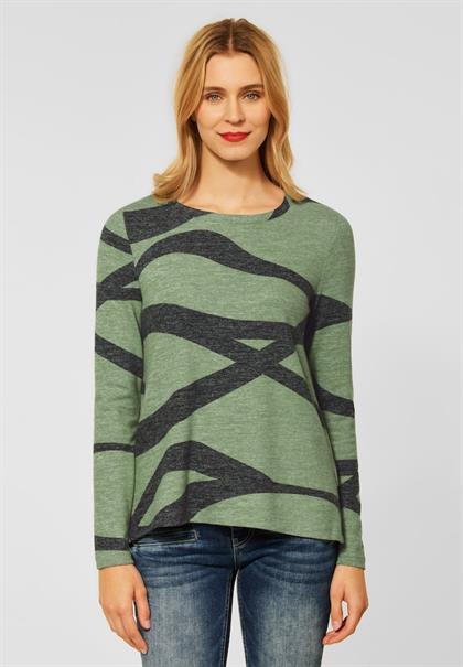 Softes Printshirt washed olive melange