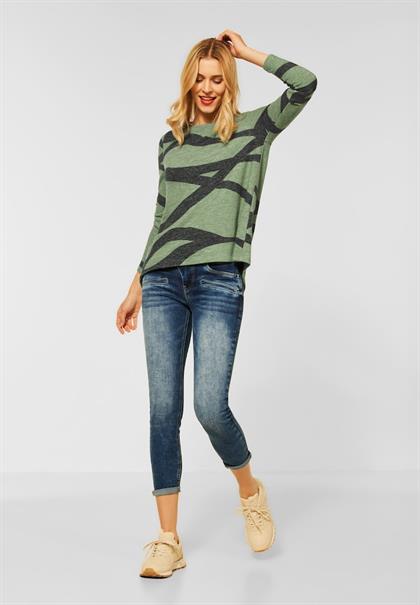 Softes Printshirt washed olive melange