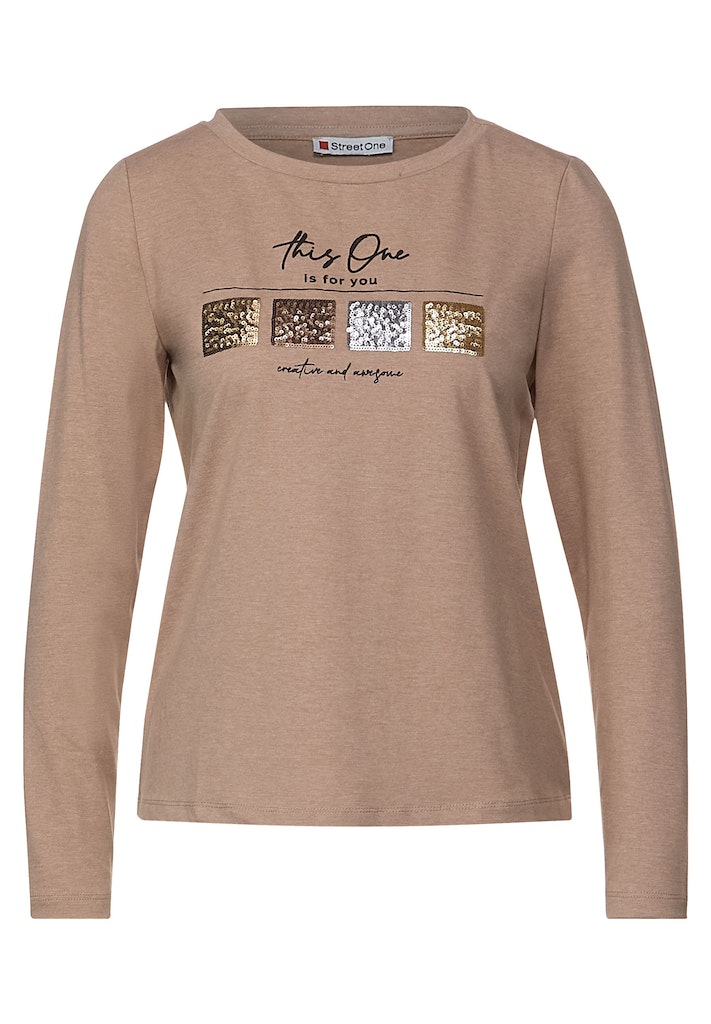 Street One Damen Langarmshirt A318822 Buff Sand Melange