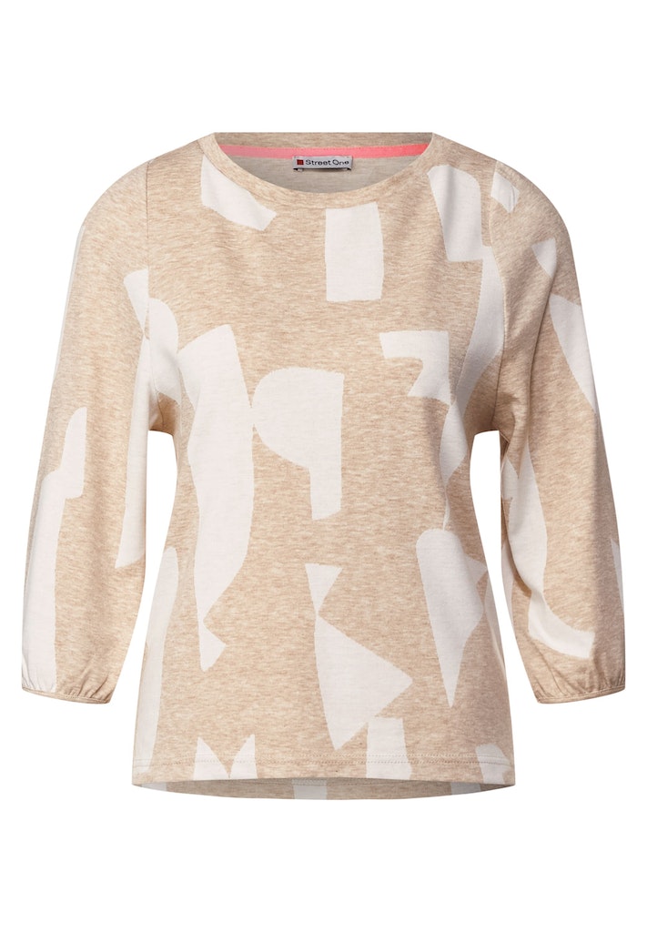 melange mit Longsleeve Street bequem Shirt sand buff Muster Softes online kaufen bei One Damen