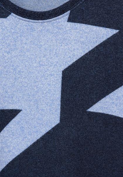 Softes Shirt mit Muster mighty blue melange