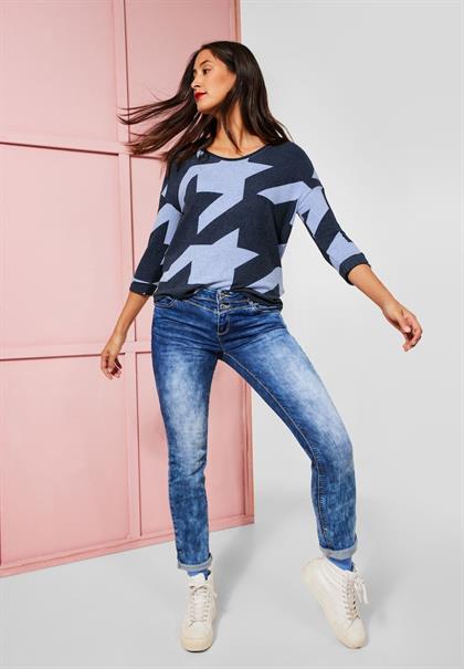 Softes Shirt mit Muster mighty blue melange
