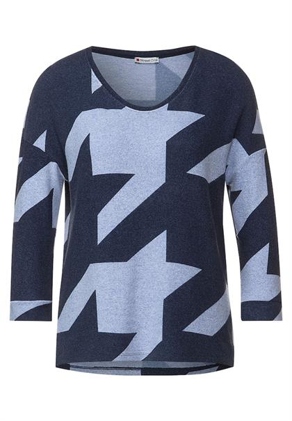 Softes Shirt mit Muster mighty blue melange
