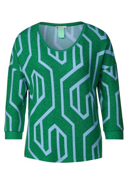 Softes Shirt mit Print dark brisk green melange