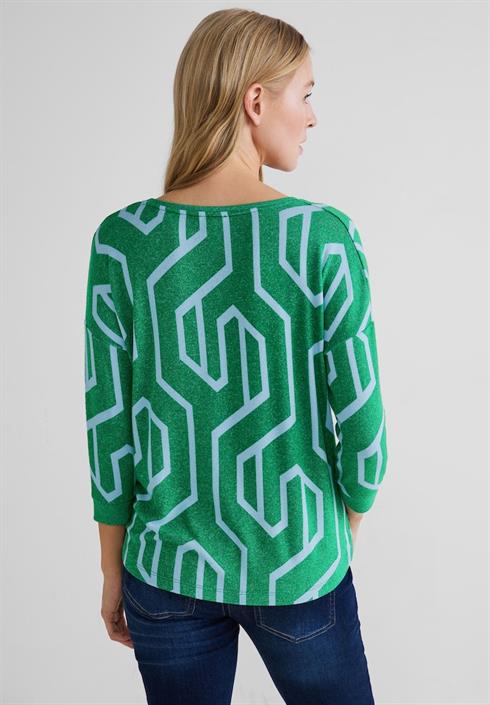 softes-shirt-mit-print-dark-brisk-green-melange